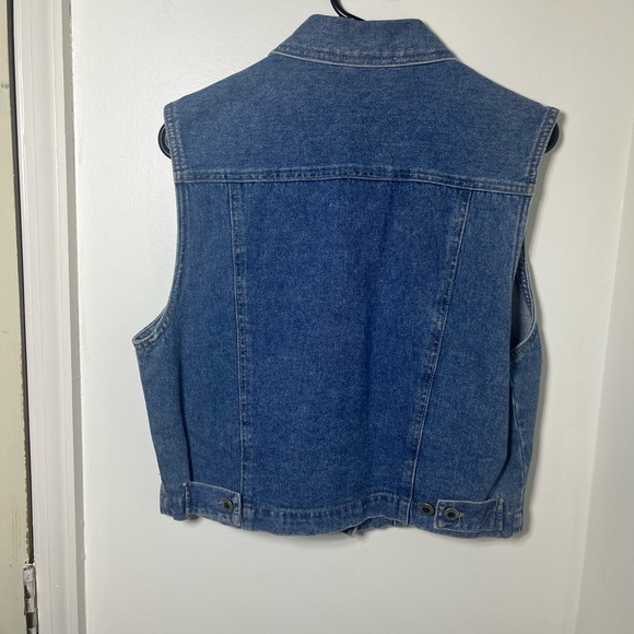 Vintage Paul Harris Denim Sleeveless Jean Vest Medium 90s Button Front - Picture 5 of 6